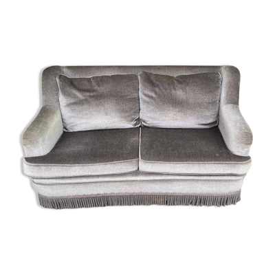 Canapé 2 places vintage en velours taupe
