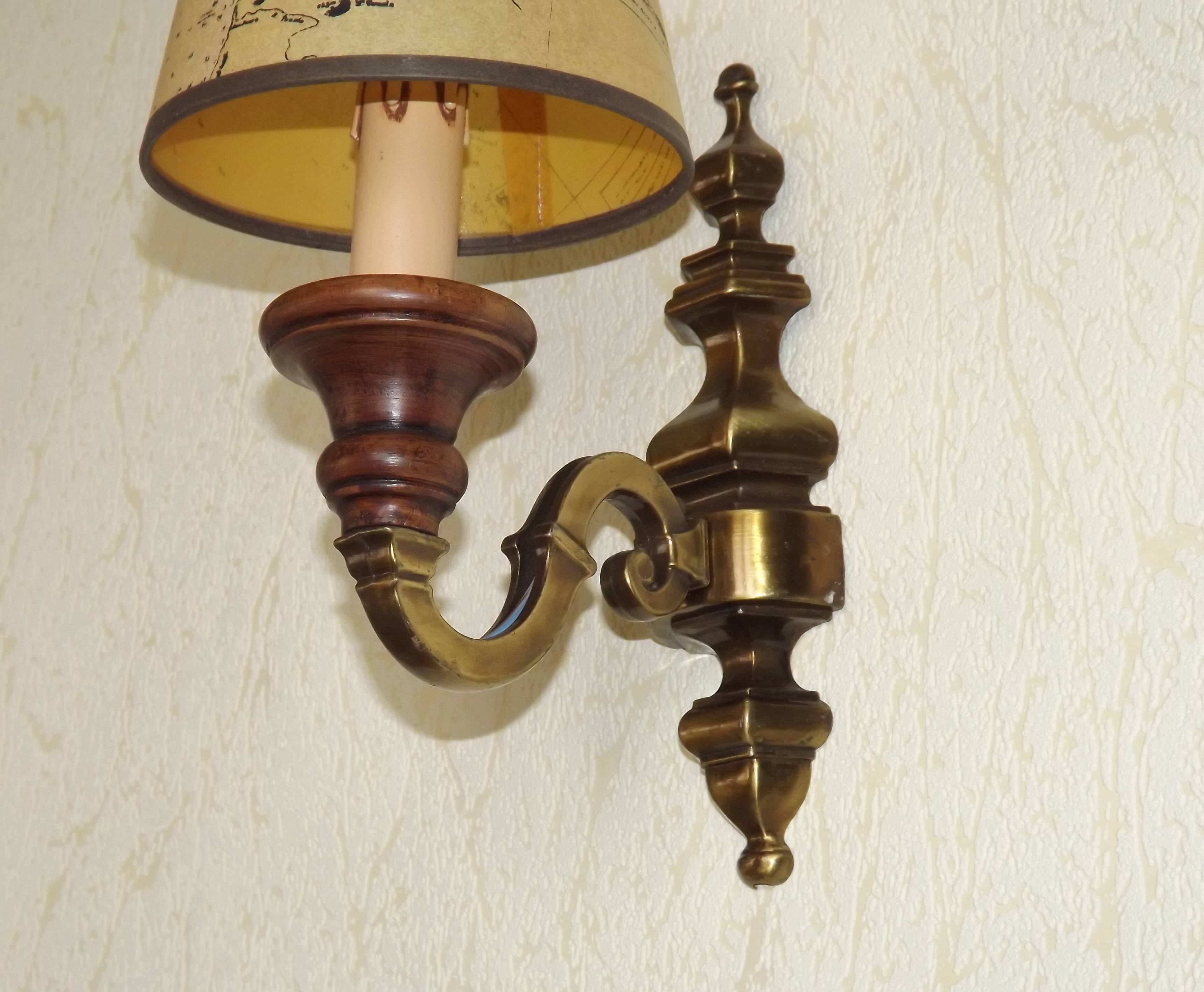 French Vintage Bronze Effect Metal Traditional Wall Light Card Shade 5169