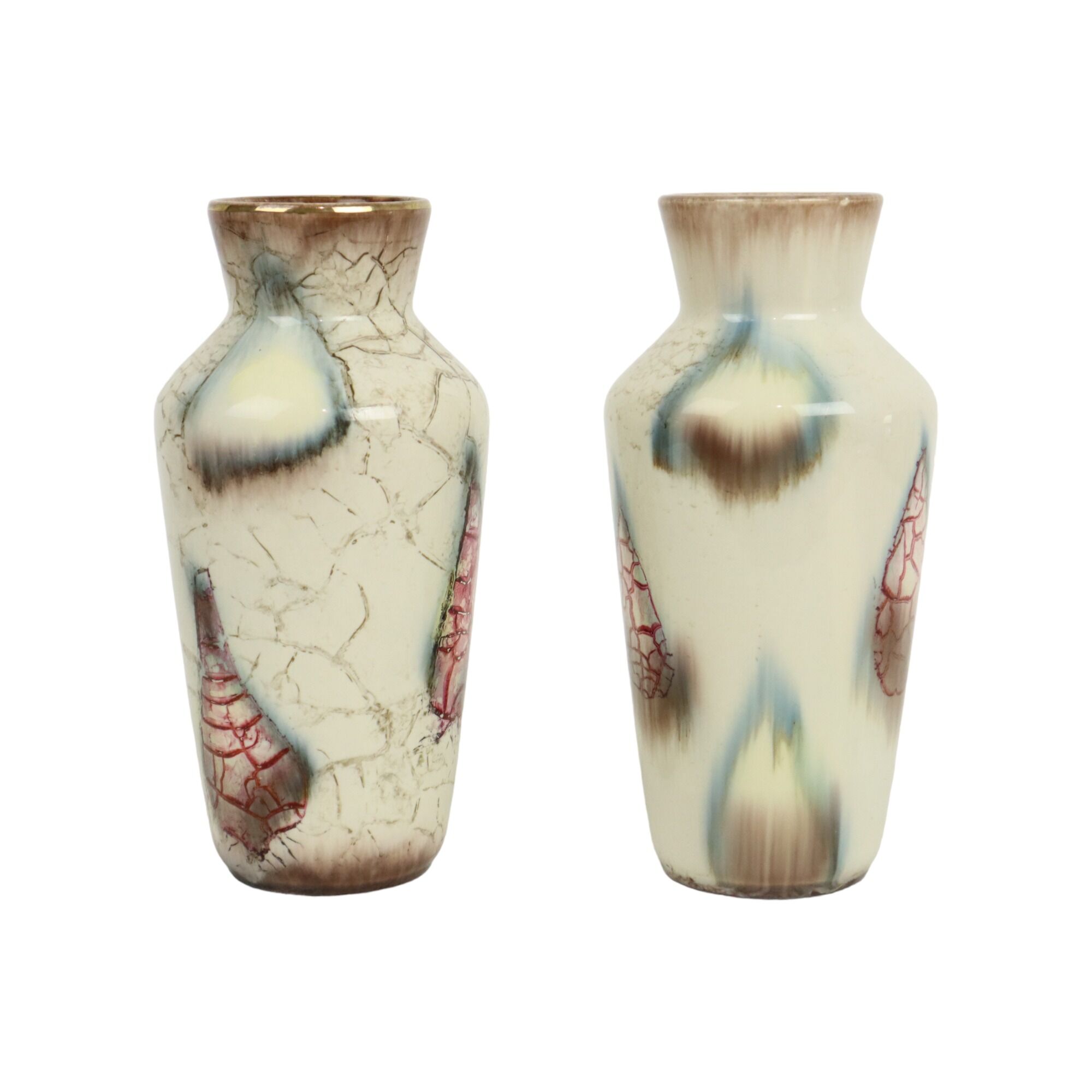 Couple West Germany Vases Bay Keramik Abstract Marble Pattern 606-20