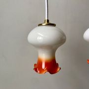 Pair of orange opaline tulips gradient white thread 70s