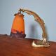 Art Deco bronze and marbled glass desk lamp, Muller brothers, 1920