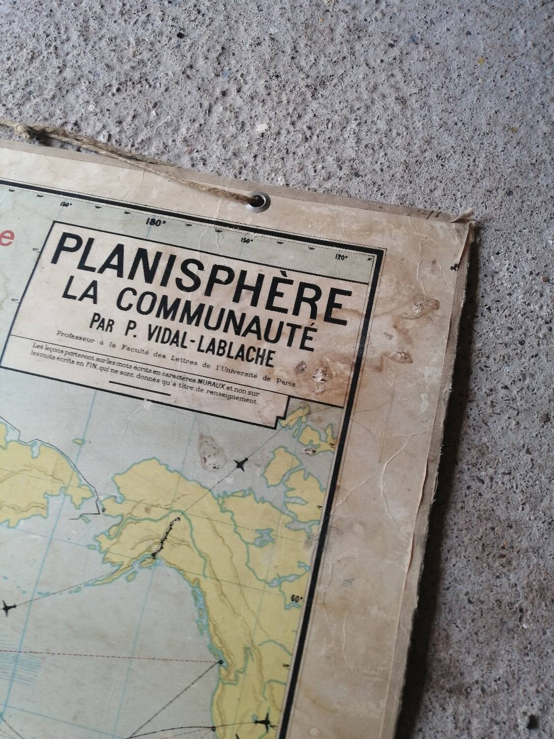 Old map Vidal Lablache 22 Community planisphere - 1950
