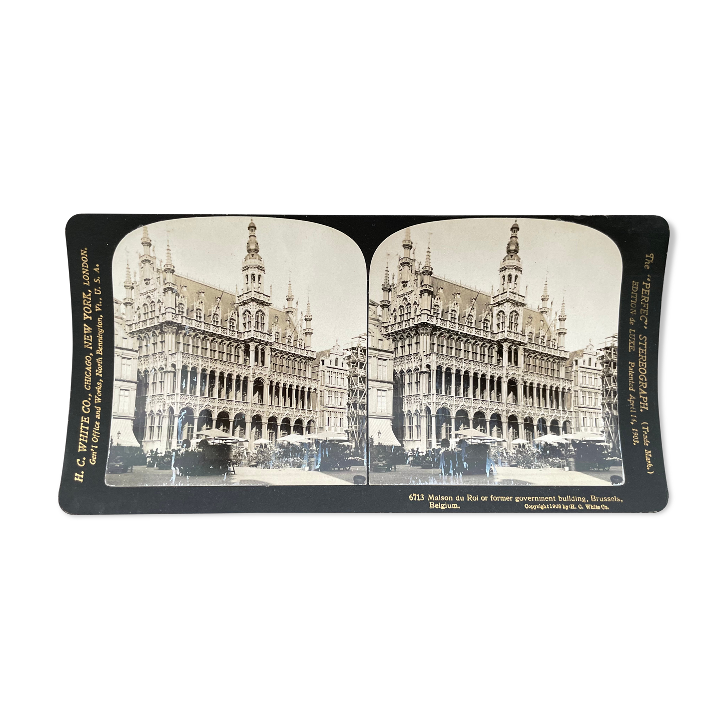 Old photography stereo, stereograph, luxury albumine 1903 Maison du Roi, Belgium