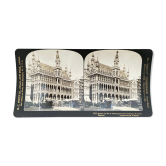 Old photography stereo, stereograph, luxury albumine 1903 Maison du Roi, Belgium