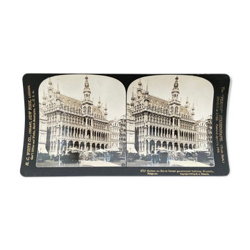 Old photography stereo, stereograph, luxury albumine 1903 Maison du Roi, Belgium