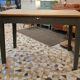 Wooden and khaki farmhouse table