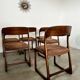Set of 6 old baumann design sled chairs from the 60s wood and fabric