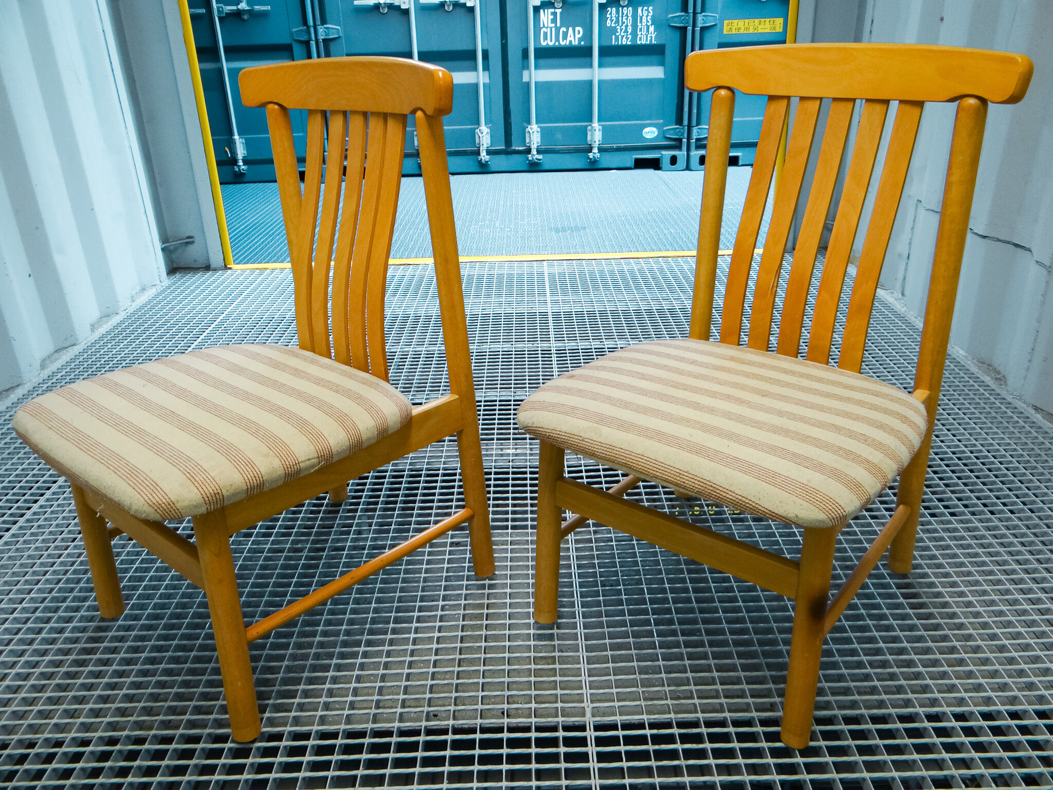 Pair of wide chairs made of solid wood Toyo Furniture made in Japan