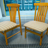 Pair of wide chairs made of solid wood Toyo Furniture made in Japan