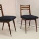 Pair of Scandinavian chairs seated night blue fabric restored, year 60.