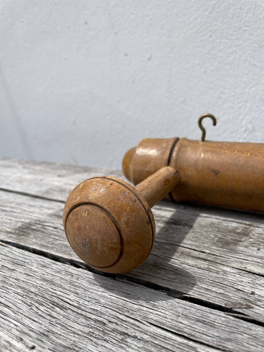 Antique wooden wall coat rack