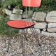 4 red Formica chairs with Eiffel legs, 1950s