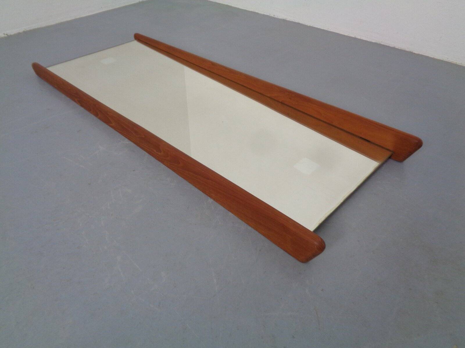 Large teak mirror by Uno & Östen Kristiansson for Luxus, Sweden, 1960s.