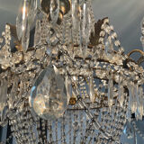 Large Montgolfière chandelier with crystal drops