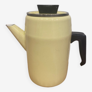 Cafetière en tôle émaillée jaune