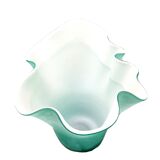 Vase handkerchief opaline turquoise interior white handmade work art deco