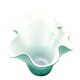 Vase mouchoir opaline turquoise interieur blanc travail fait main art déco