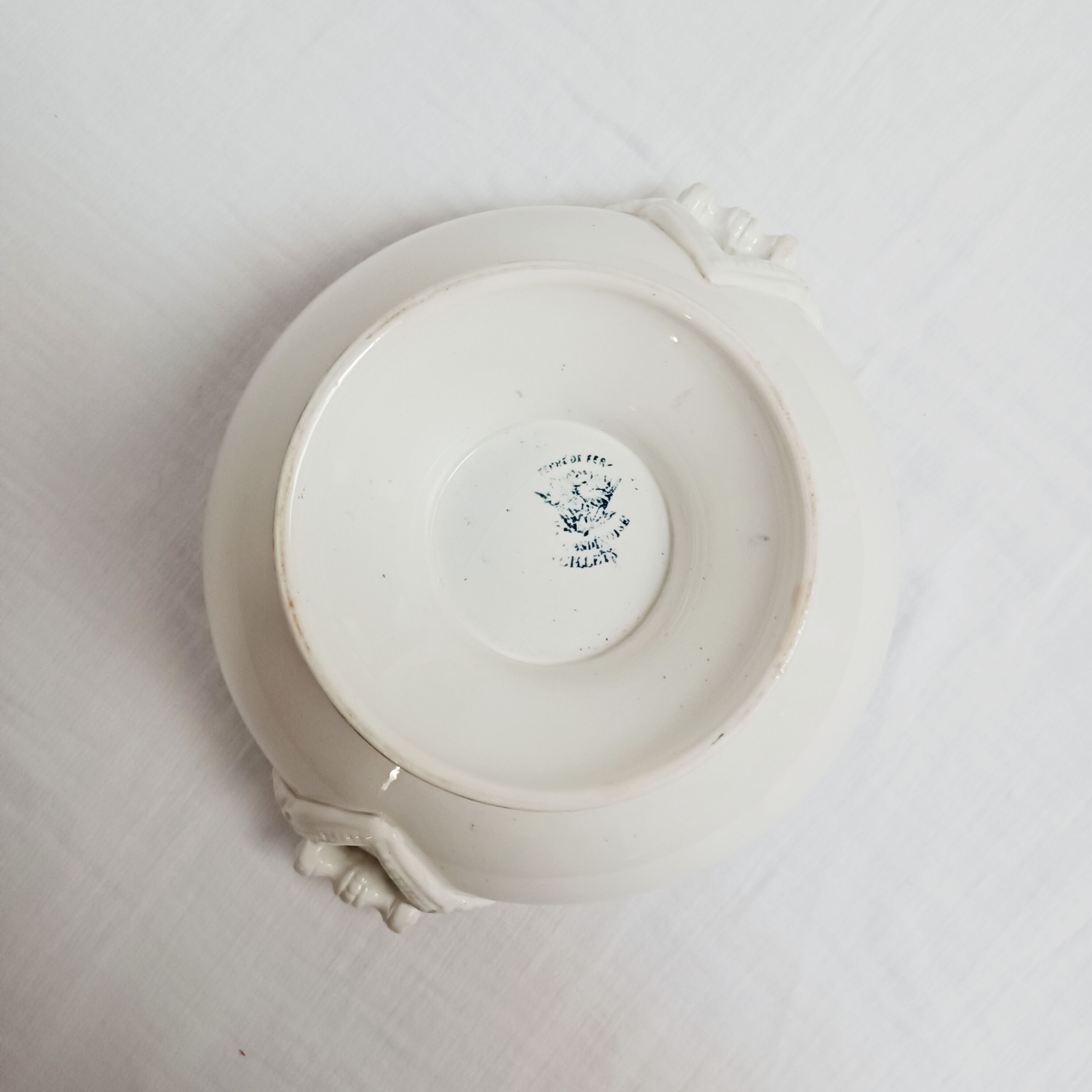 Iron earth soup tureen Saint-Amand, Carnations