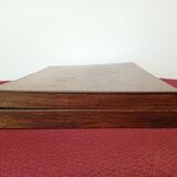 Old mahogany game box with bone tokens, XIXth century