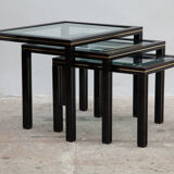 French vintage set of three pull out tables by Pierre Vandel