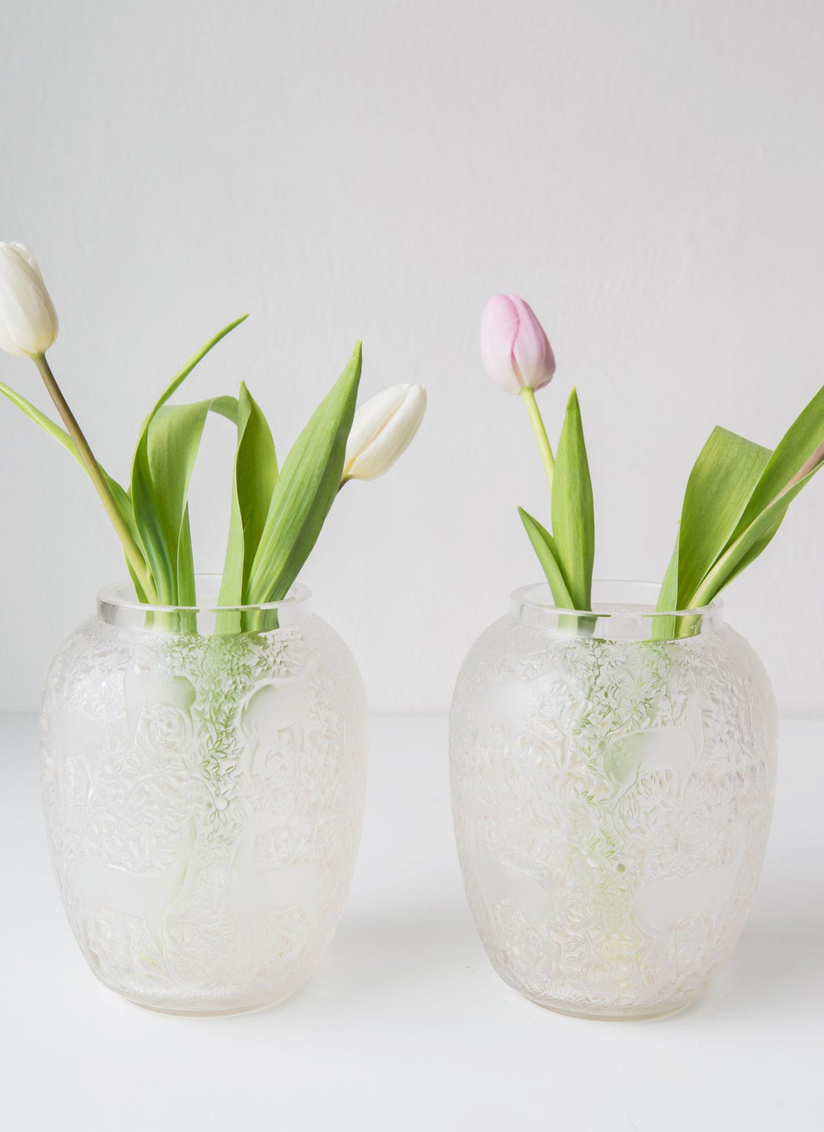 Paire vases modèle Biches Lalique