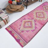 Pink Brown Turkish Runner Rug 86x300Cm SKU 18158