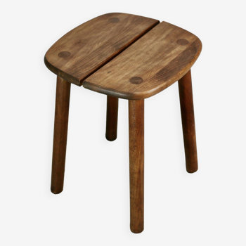 Pierre Gautier Delaye attribution. wooden stool, France, circa 1960