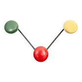 Vintage colored V-shaped 3-hook wall coat rack