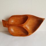 Wooden aperitif tray, leaf-shaped / empty vintage pocket