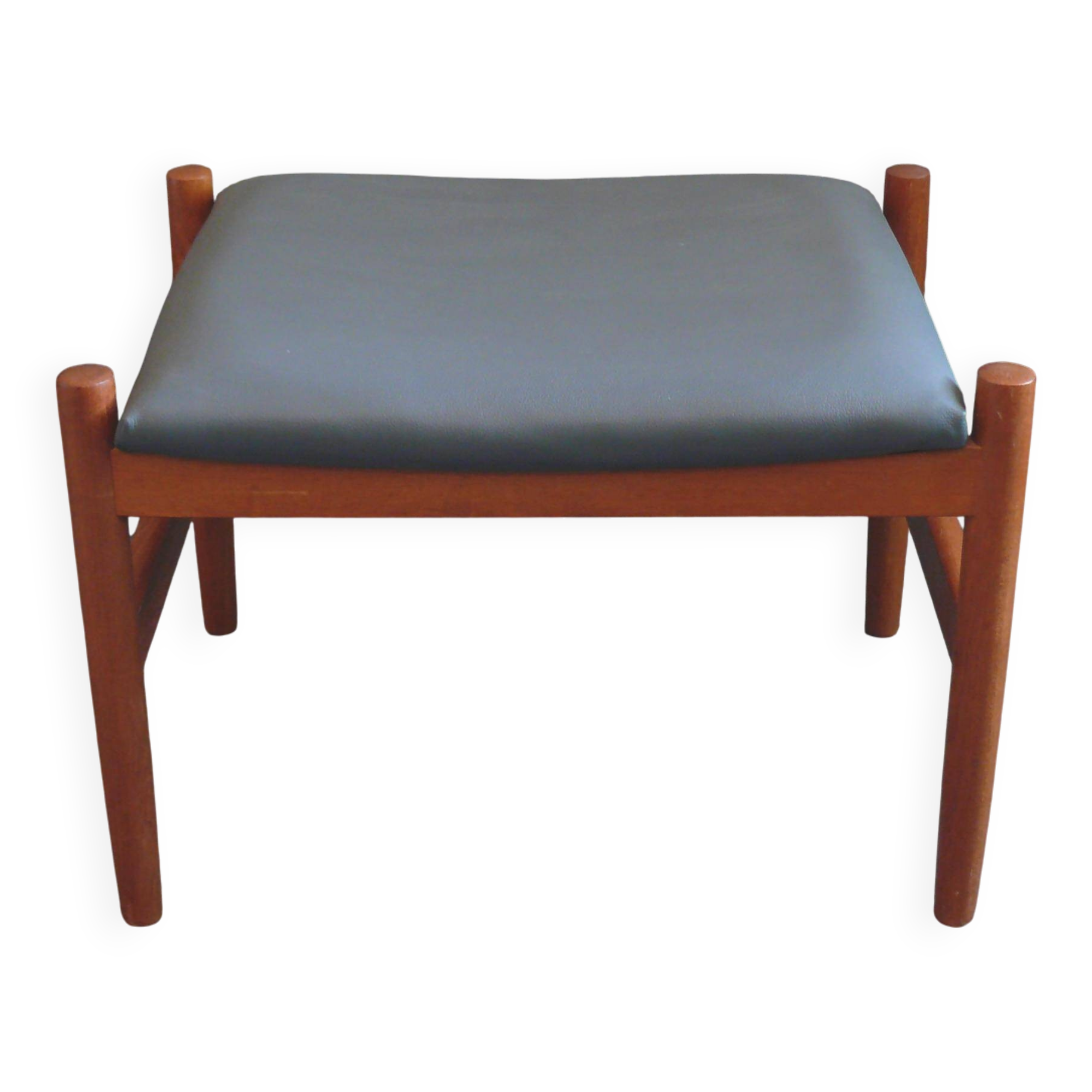 Ottoman stool, teak and leather, Spottrup, Denmark, 1960s