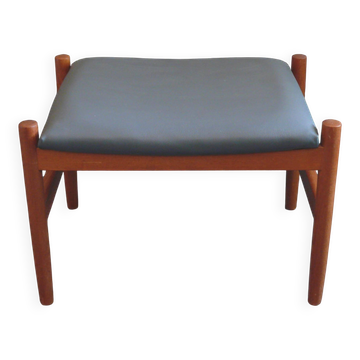 Ottoman stool, teak and leather, Spottrup, Denmark, 1960s