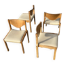 Set of 4 chairs in pine and beige skai / Horgen - Glarus