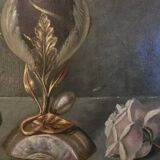 Oil on canvas with bouquet