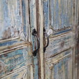 Low cabinet two doors in mango tree, patinated effect