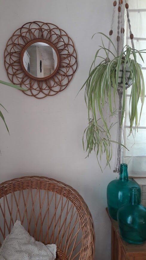 Mirror rattan  51x51cm