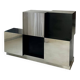Cubes rétro des années 1970, bar et cabinet de rangement en noir et acier par Roberto Monsani