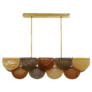 Contemporary Elongated Brown and Gold Murano Glass and Brass Ceiling Lamp, Italy