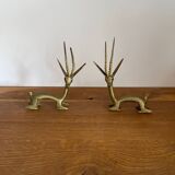Pair of brass antelopes