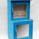 Indian blue window glass and mirror vintage old teak wood