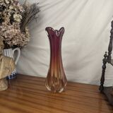 Large Soliflore Vase, Murano Art Deco Glass in the Style of Flavio Poli