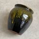 Small vintage ceramic vase with yellow drip glaze