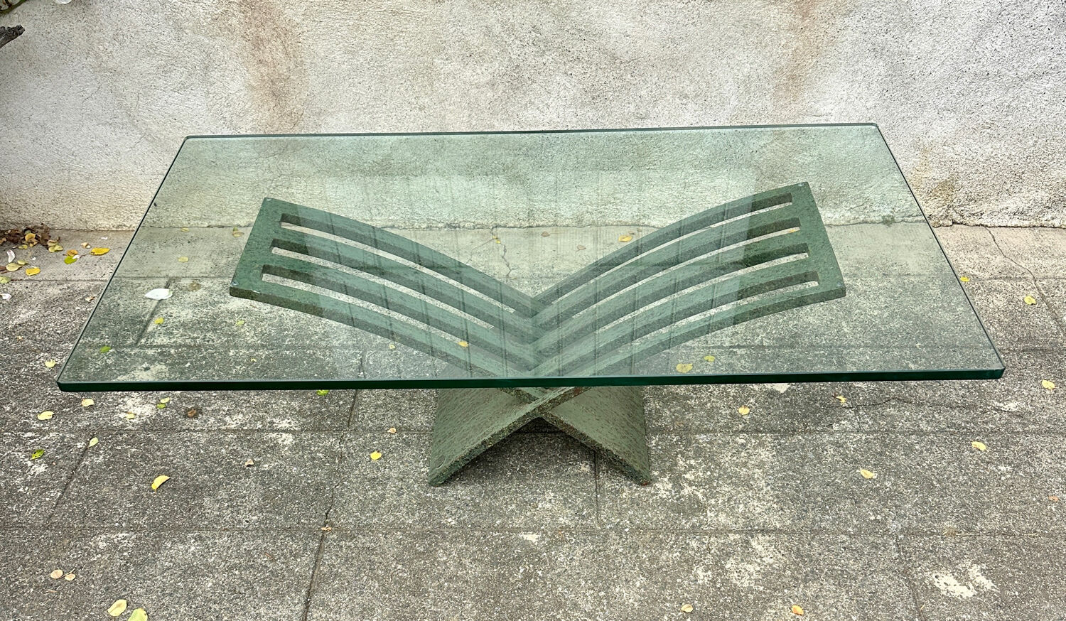 Vintage design coffee table in glass and bronze Vvv Valenti