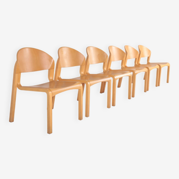 Set of 6 vintage chairs in thermoformed wood