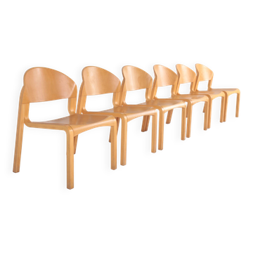 Set of 6 vintage chairs in thermoformed wood