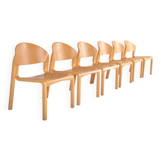 Set of 6 vintage chairs in thermoformed wood
