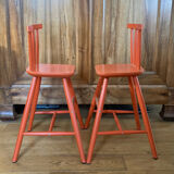 Vintage solid wood high chairs in Western style for children.