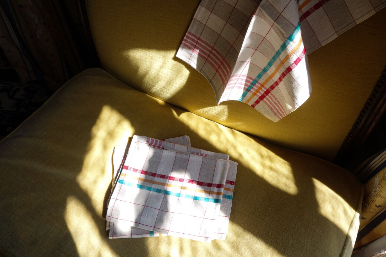 50s French Set of 6 Linen Tea Towels.