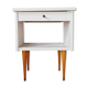 Vintage bedside table with tapered legs - white