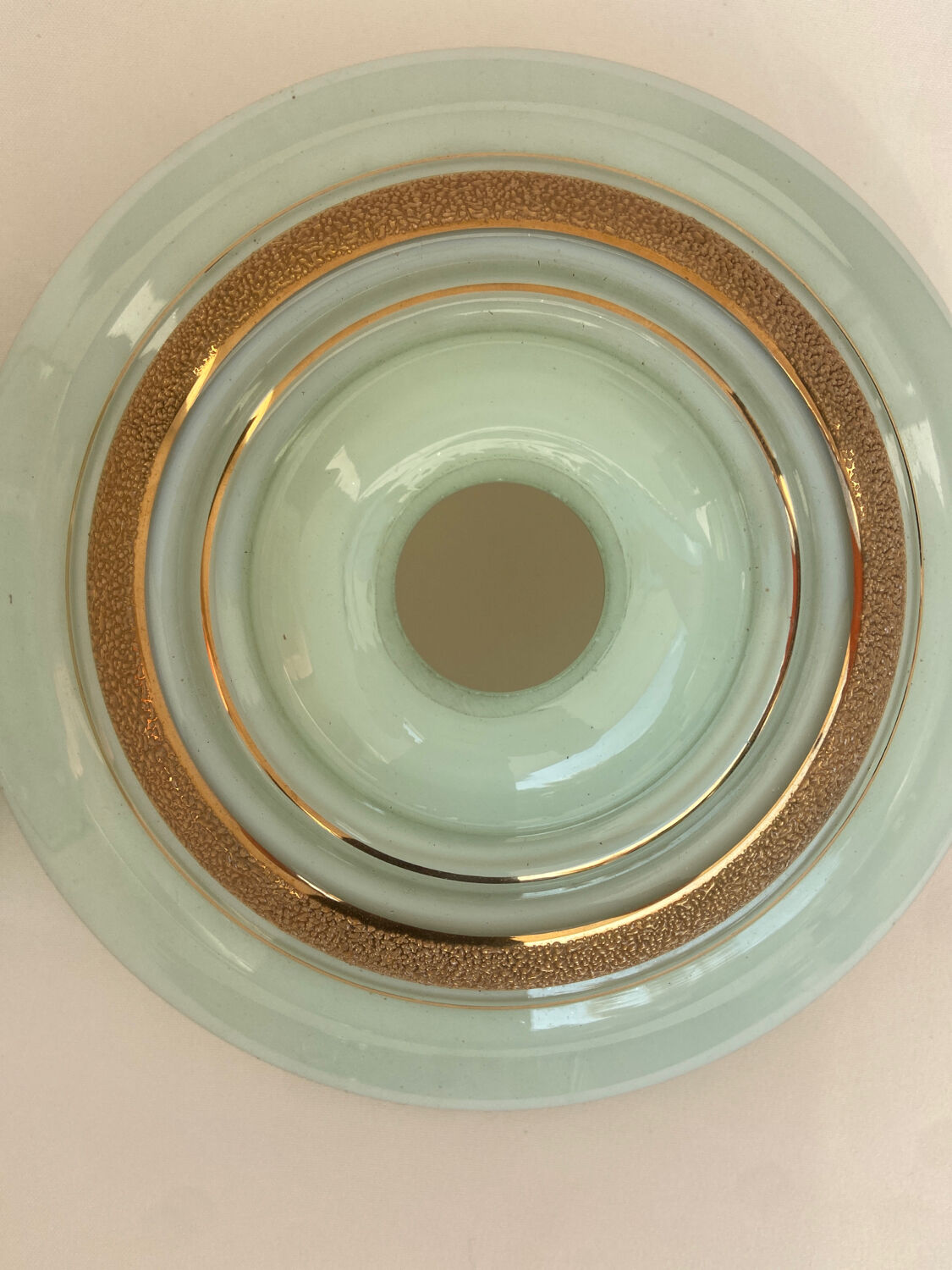 Set of 2 opaline lampshades water green and gold