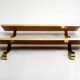 Two 1960s large Aldo Tura shelves made of wood and goatskin in beige